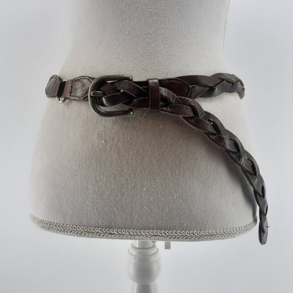 Hollister California Belt Medium Large Women's Brown Braided Leather Woven